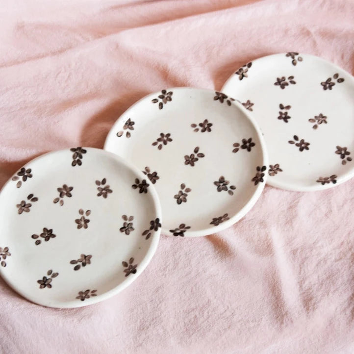 Black Forget Me Not Catchall Plate