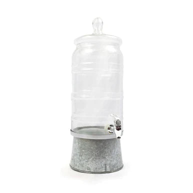 Glass And Galvanized Metal Drink Dispenser