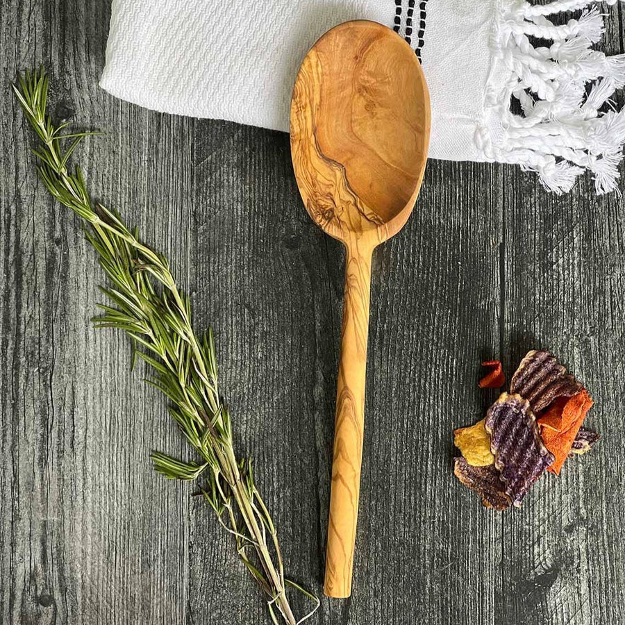 Olive Wood Carved Oval Spoon