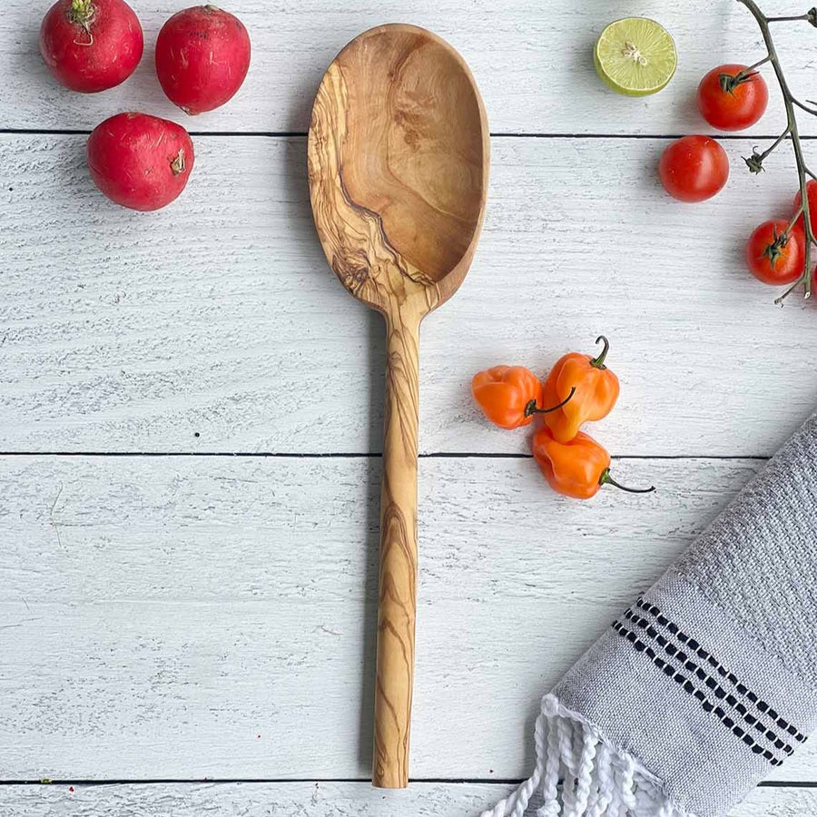 Olive Wood Carved Oval Spoon