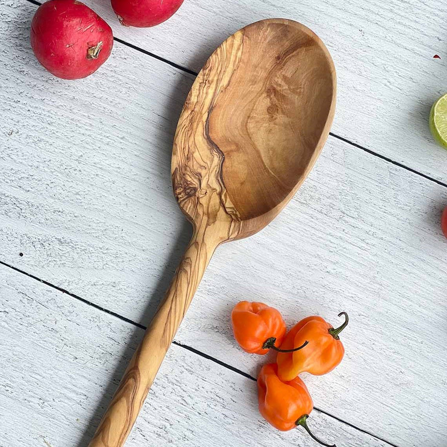 Olive Wood Carved Oval Spoon