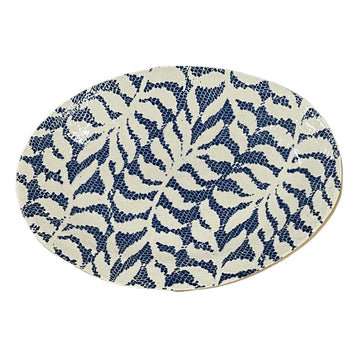 Petite Oval Platter Fern Cobalt