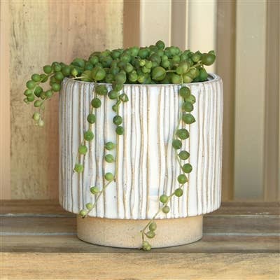 Ramos Vertical Stripe Stoneware Cachepot