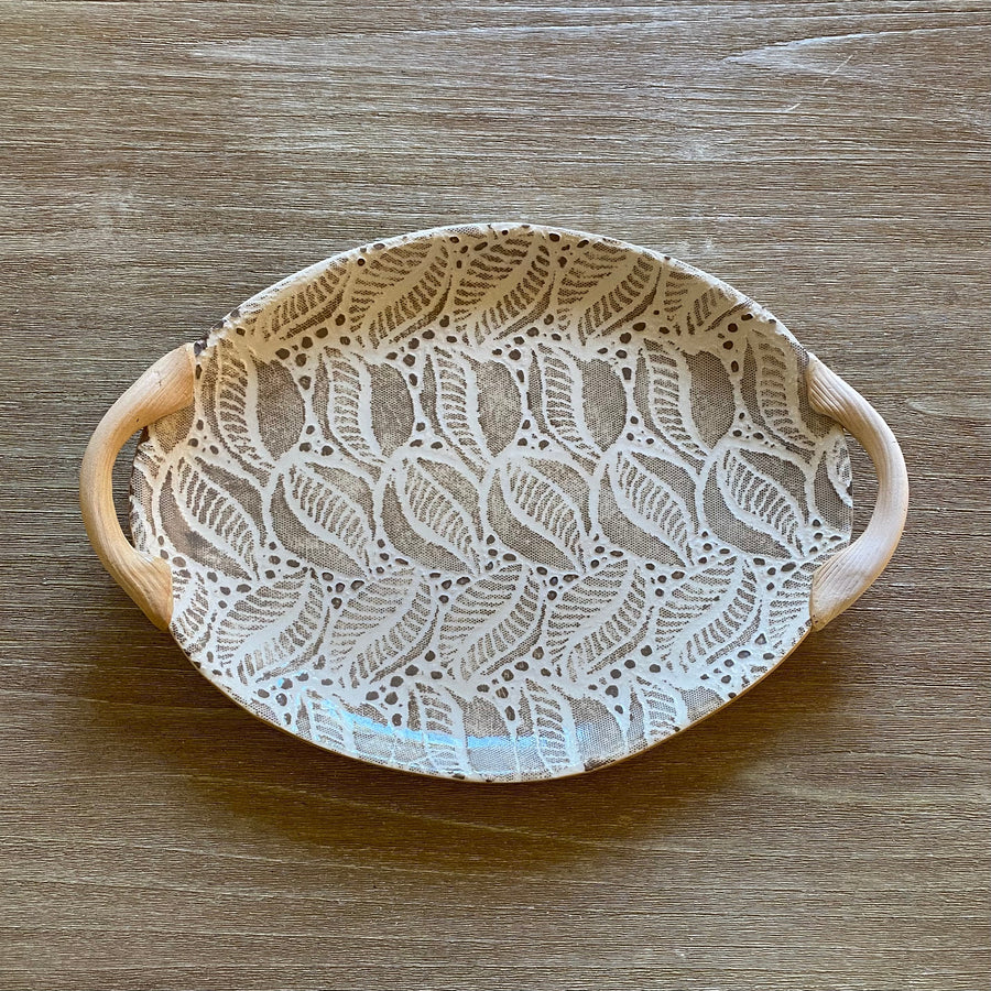 Small Oval Platter With Handles Tahiti Mocha