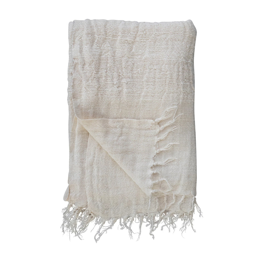 Striped Woven Linen Throw