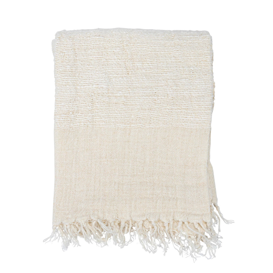 Striped Woven Linen Throw