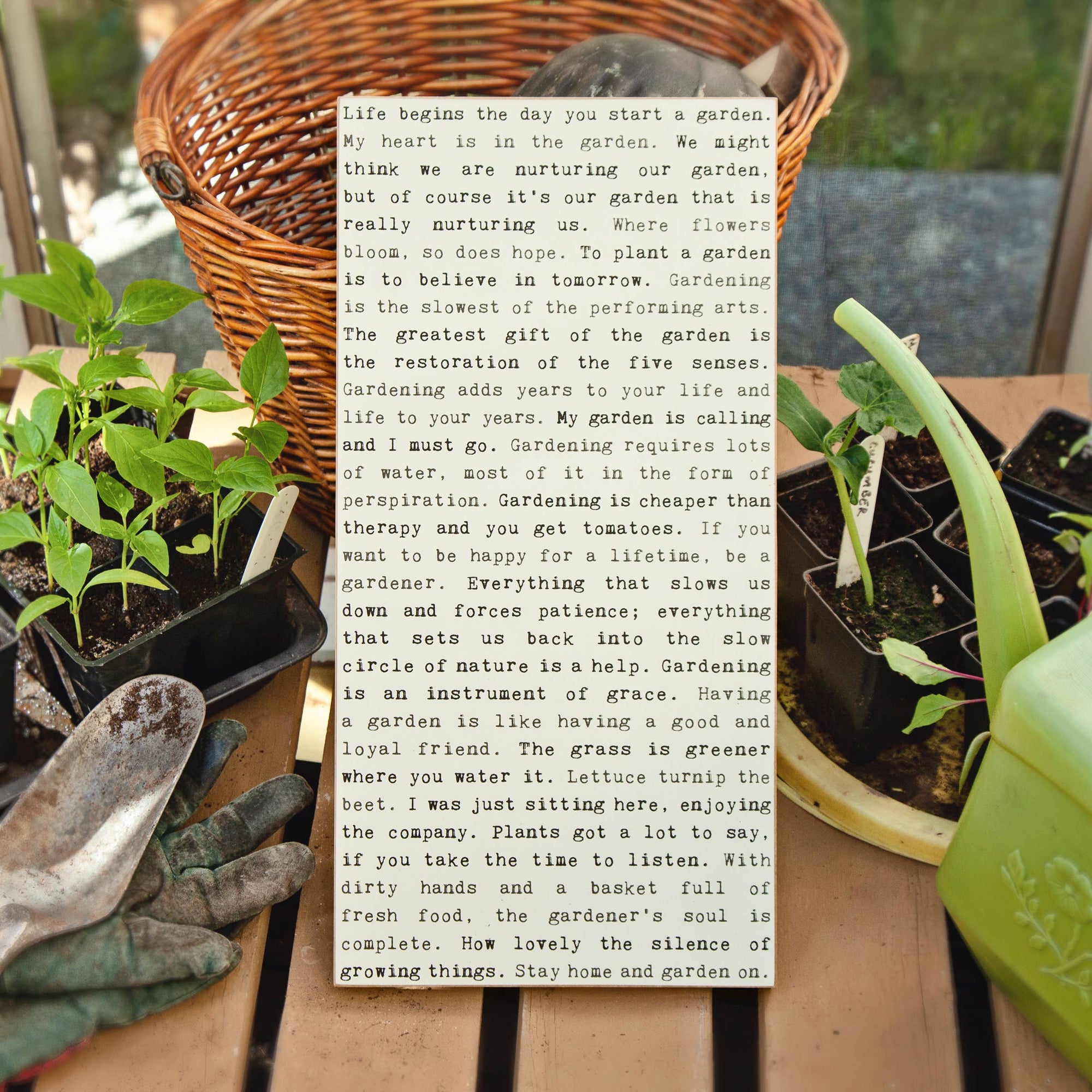 Typewriter Sign - Gardening