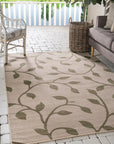 Beige Outdoor Botanical Rectangle Rug 7'1" x 10'