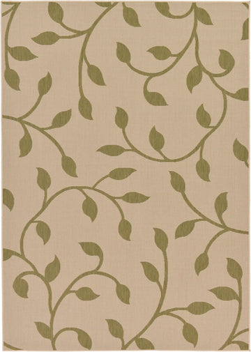 Beige Outdoor Botanical Rectangle Rug 7'1" x 10'