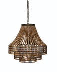 Rattan and Wood Beaded Chandelier