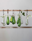 Green Hand Blown Glass Vase with Hanger