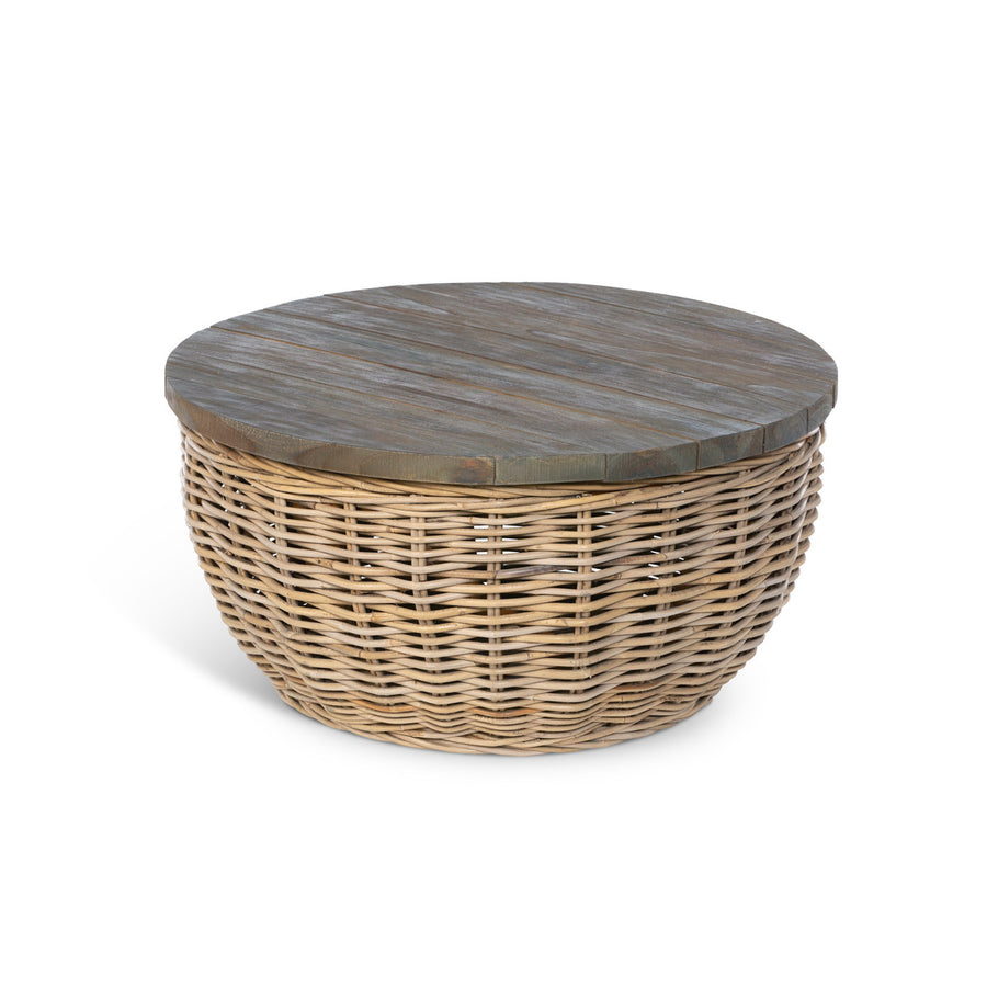 Rattan Coffee Table With Wood Top