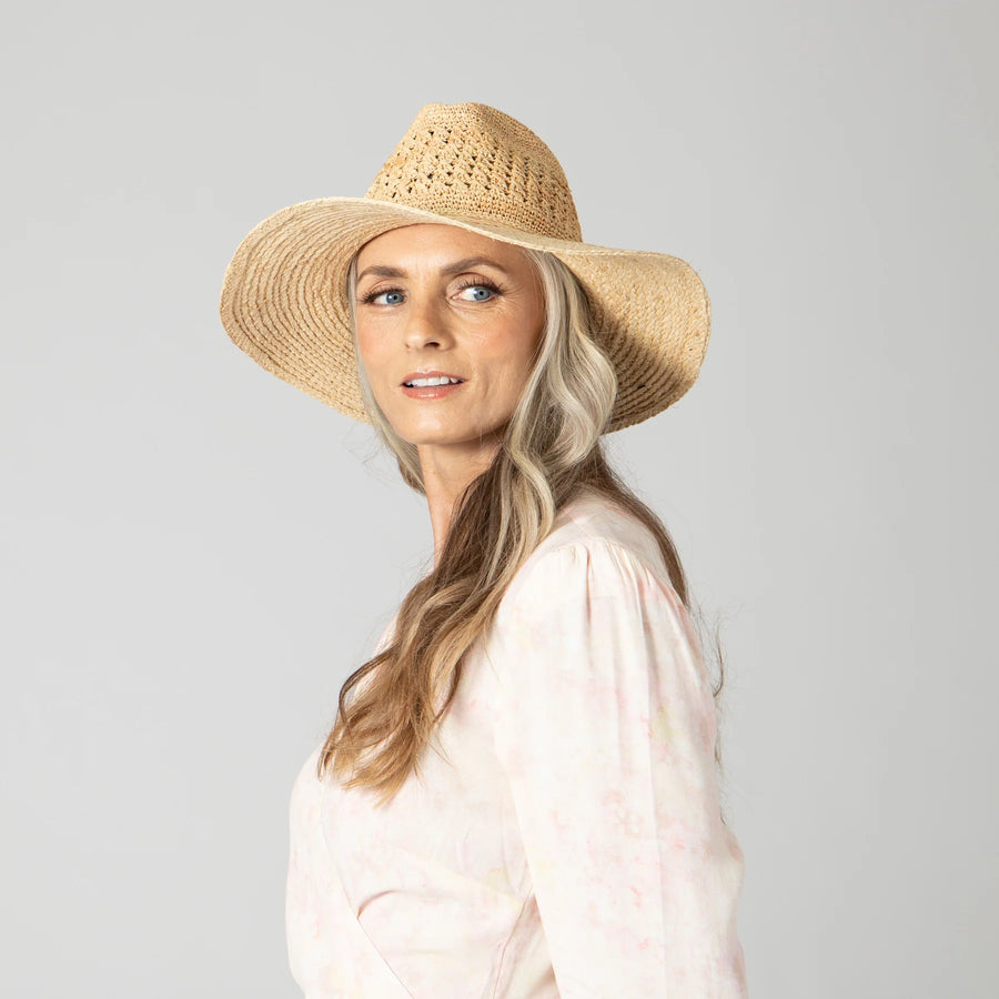 Women's Mixed Raffia Fedora - Natural