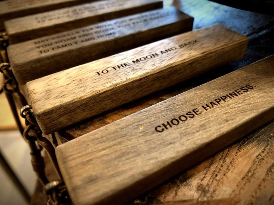 Wood Quote Keychain