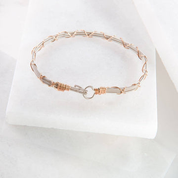 Silver and Rose Gold Double Fret Bracelet - Medium